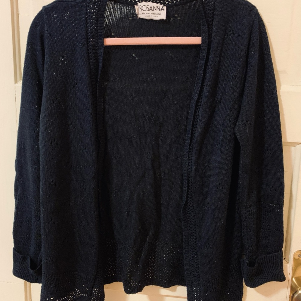 Rosanna Blue Cardigan Sweater Lightweight Open-Front
